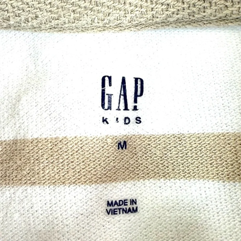 GAP KIDS Boys Striped Polo Shirt Size M 8-9 Khaki Cream Short Sleeve Classic‎